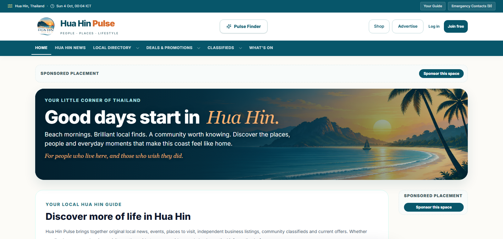 Hua Hin Pulse city guide website designed and built by Nettorra